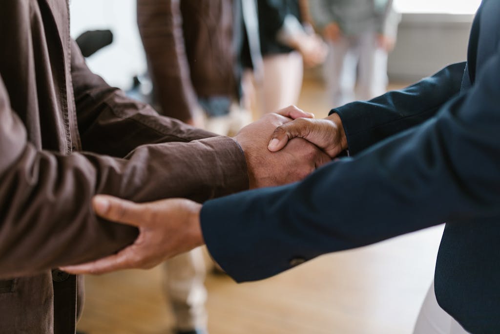Close-up of two businesspeople shaking hands